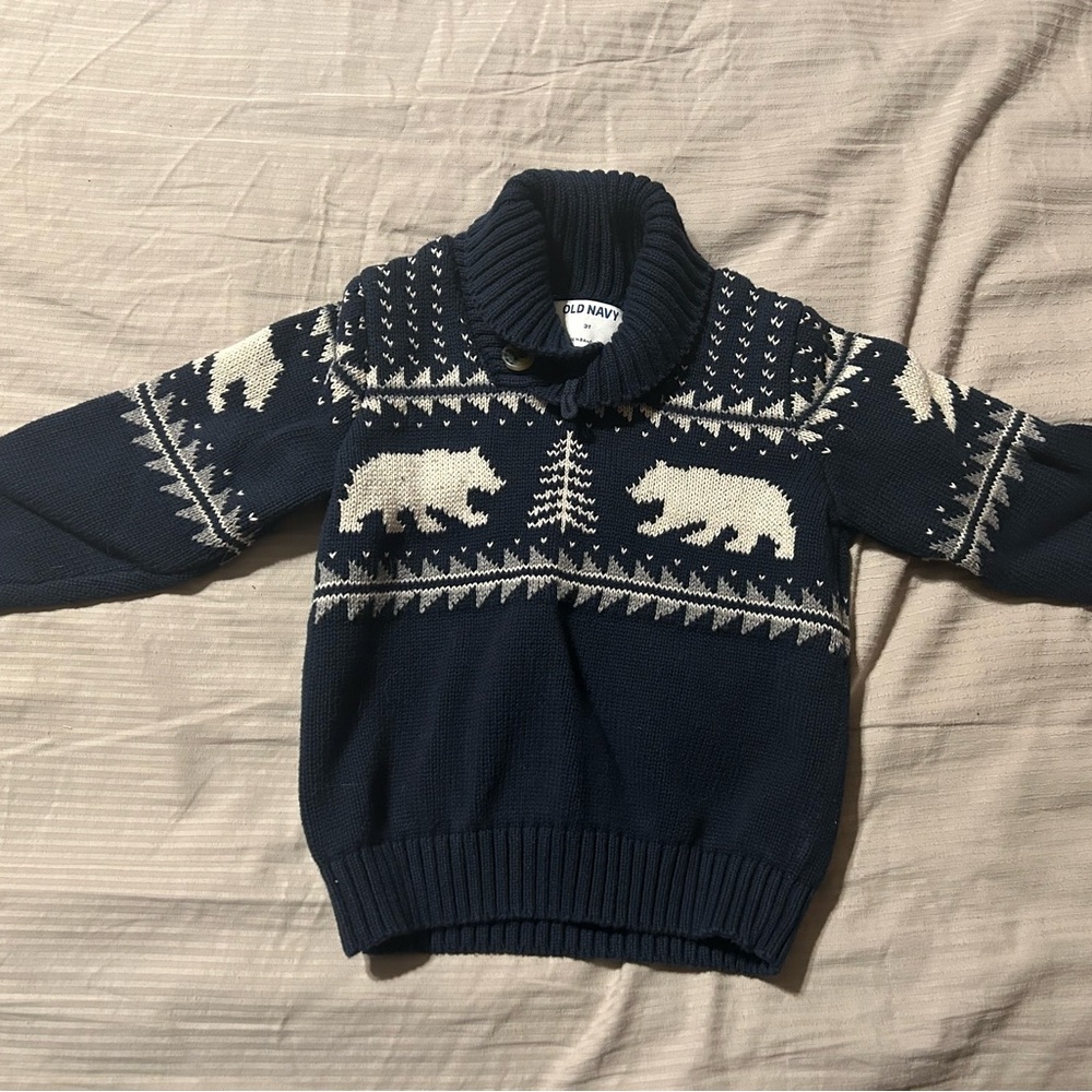 Old Navy Navy Blue Bear Sweater